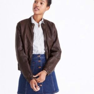 Madewell Brown Leather Bomber Jacket